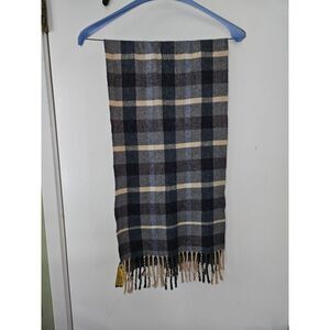 VINTAGE AMICALE 100% Italian Cashmere Plaid Tassel Scarf